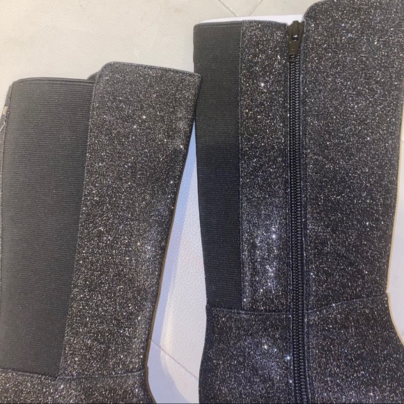 Black glitter kids girls boots booties shoes - Picture 9 of 10